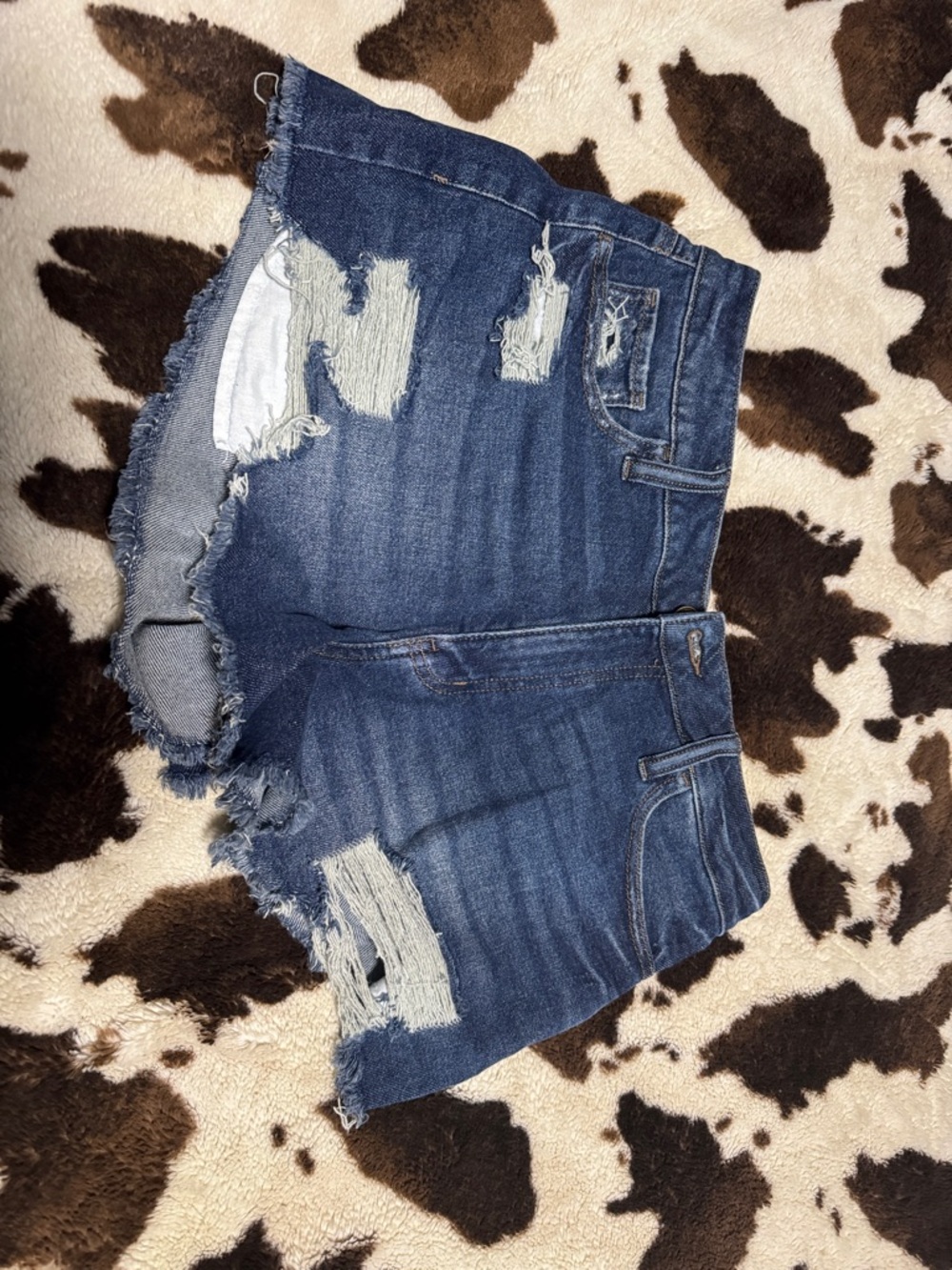 SO Dark Blue Distressed Denim Cutoff Shorts